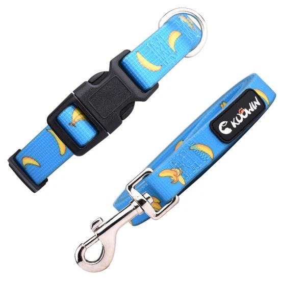 Banana Print Biothane Alternative Gurtband Hundehalsband und Leine
